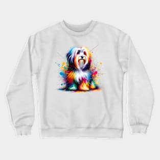 Colorful Abstract Havanese in Vibrant Splash Style Crewneck Sweatshirt